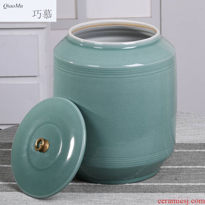 Qiao mu 20 jins with jingdezhen ceramic barrel ricer box with cover tank with cover cylinder storage tank tea cake cylinder seal