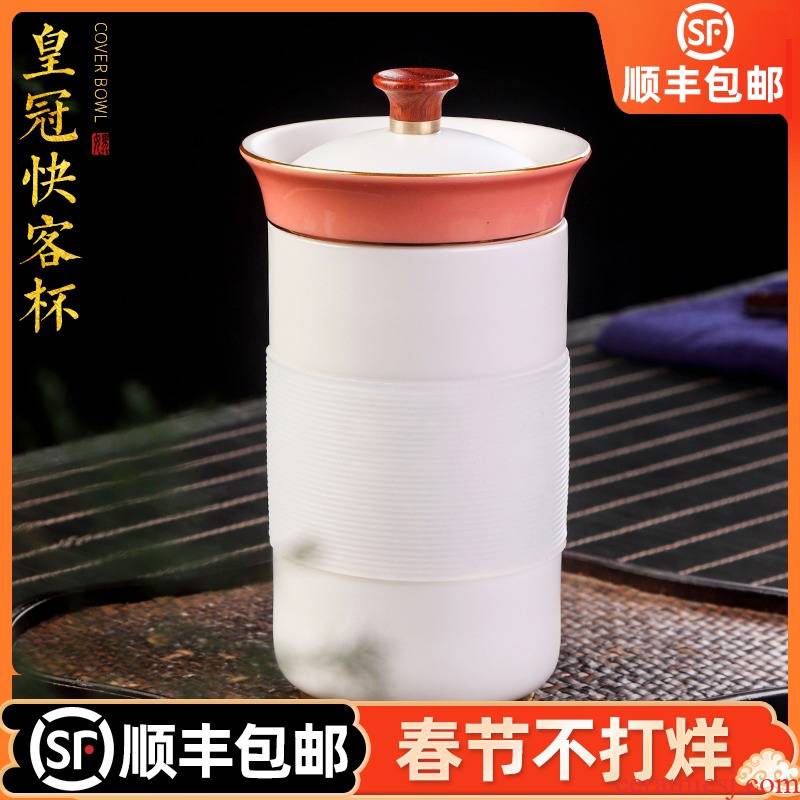 Artisan fairy white porcelain crack of portable receive thermal separation tea tea cup contracted travel kung fu tea set