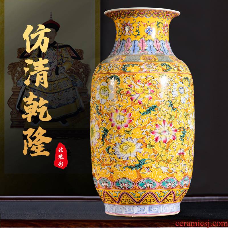 Jingdezhen porcelain enamel see colour of large vases, new Chinese style flower arrangement sitting room TV ark, rich ancient frame decorative furnishing articles
