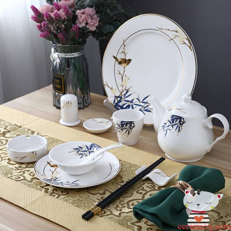 Degree of rocky article 4 times dinner table set ceramic dish dish spoon club Chinese ltd. custom meal restaurant