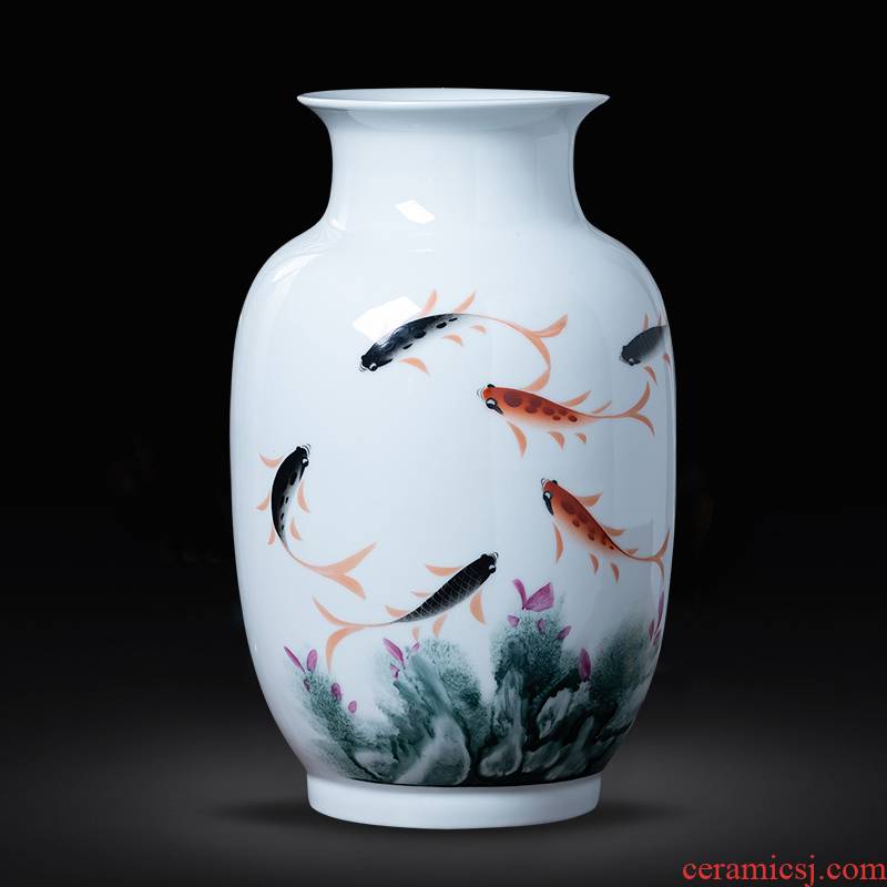 Jingdezhen porcelain ceramic hand - made enamel vase flower arranging place of new Chinese style household living room TV cabinet decoration
