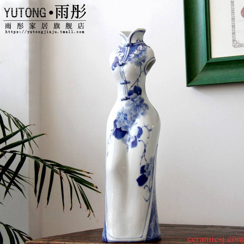 Jingdezhen ceramics Chinese penjing family adornment creative decoration ceramics cheongsam