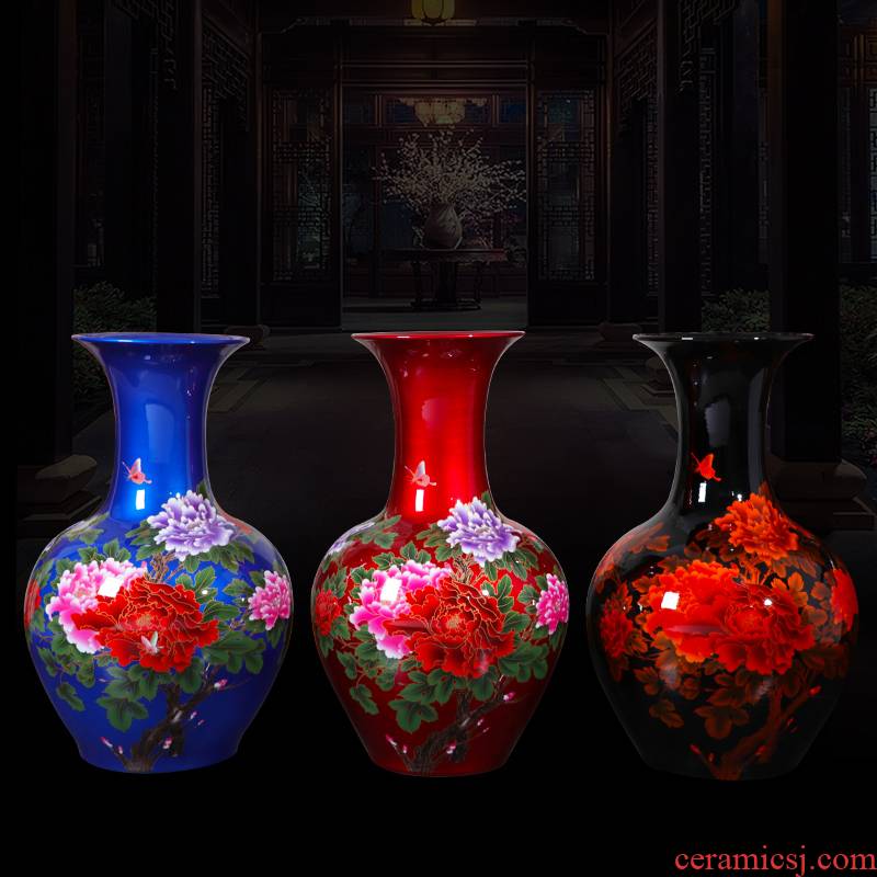 Jingdezhen ceramics high ground vase large crystal glaze bottle of modern home decoration villa decoration furnishing articles