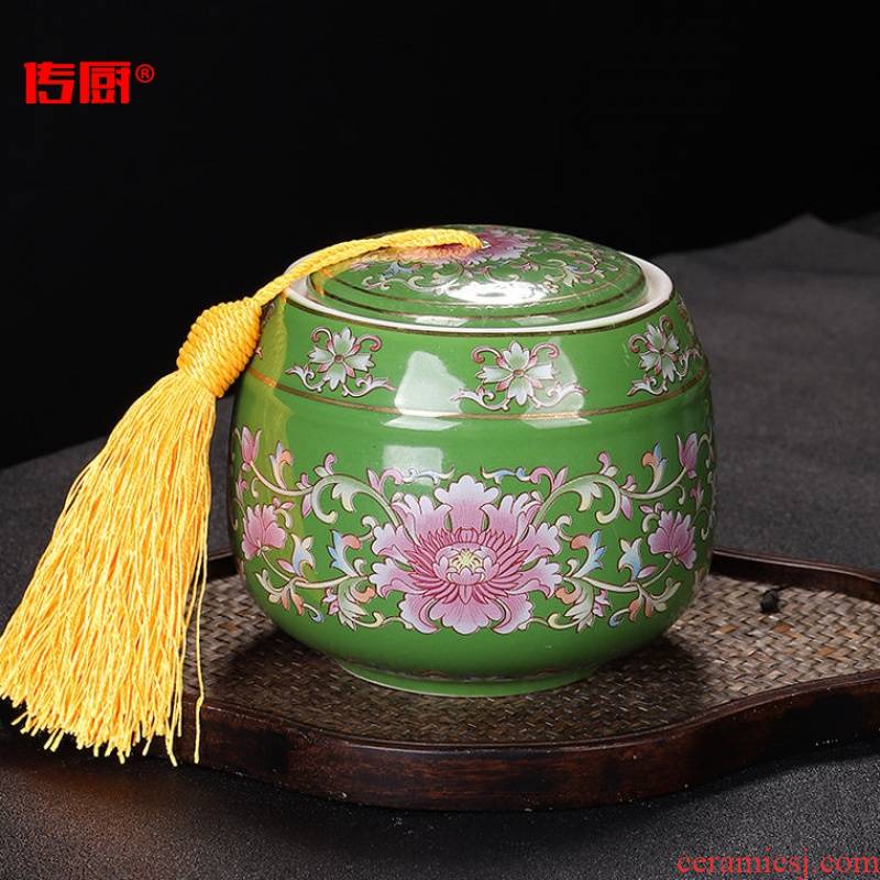 The kitchen colored enamel porcelain tea pot household deposit receives 【 seal pot storage tanks of new store opening kui impulse moisturiser