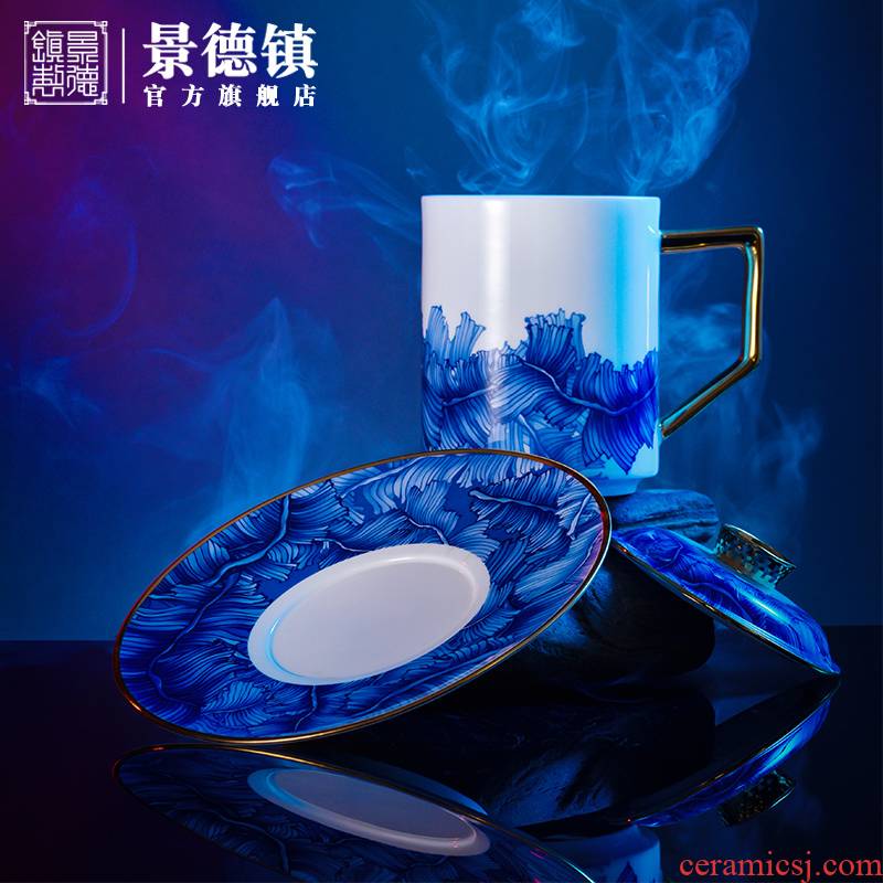 Jingdezhen flagship store suit with ceramic cup, office cup paint creative and drinking a cup of tea