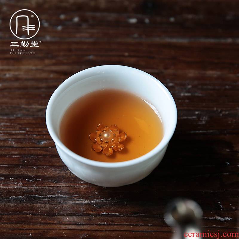 The three frequently kung fu tea sample tea cup tea cups jingdezhen ceramic celadon whitebait, S47004 master CPU