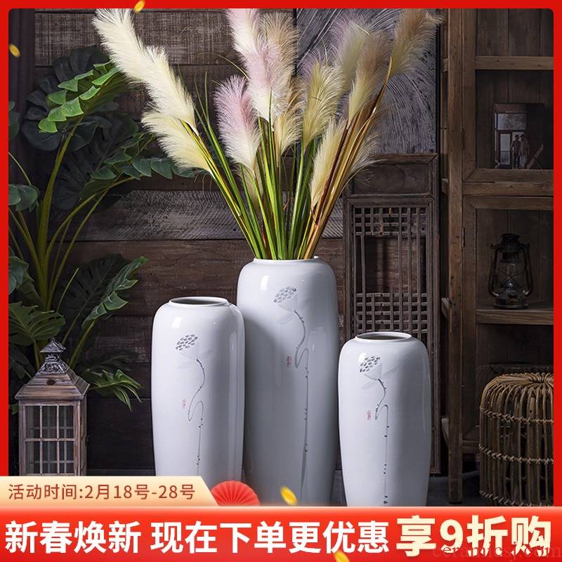 Hand draw the new Chinese style of large vase store clothing store, the sitting room is decorated flower implement ceramic flower receptacle, furnishing articles