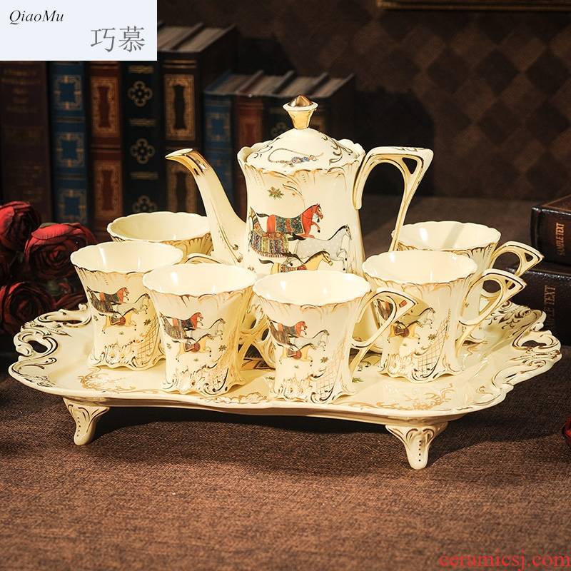 Qiao mu European - style coffee cup suit creative ceramic contracted scented tea of domestic English afternoon tea tea set zone