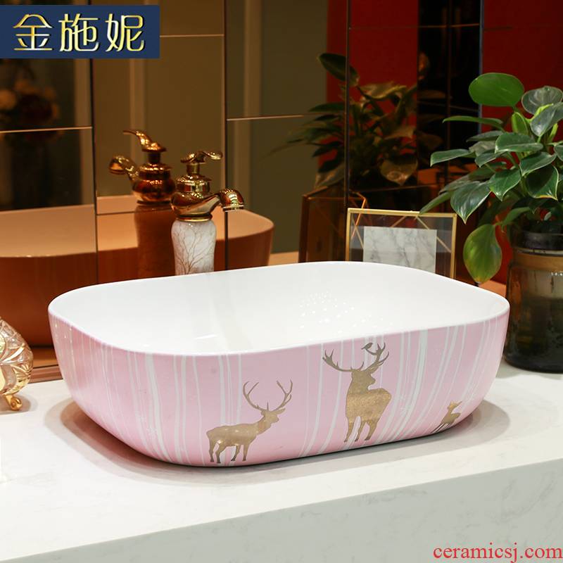 The stage basin of northern wind household contracted light key-2 luxury lavatory balcony small size ceramic toilet lavabo single basin