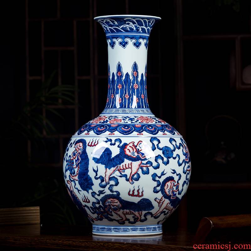 Jingdezhen ceramics hand - made porcelain of antique Chinese blue and white porcelain vase qianlong sitting room flower arranging furnishing articles of handicraft
