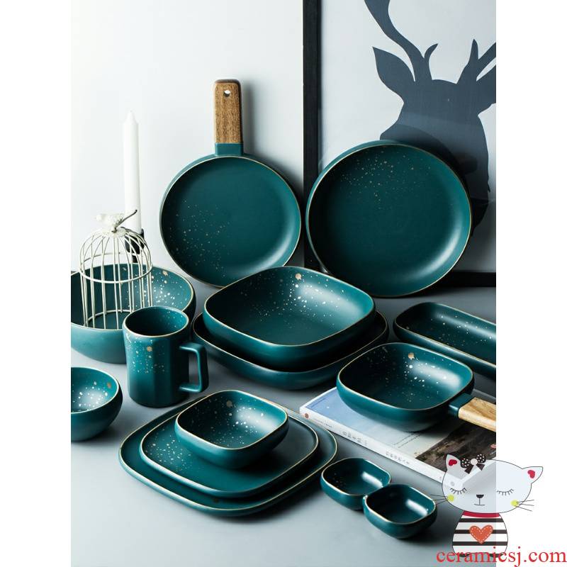 Ceramic dish dishes suit Nordic green light key-2 luxury up phnom penh beefsteak plate FanPan 0 home the soup bowl