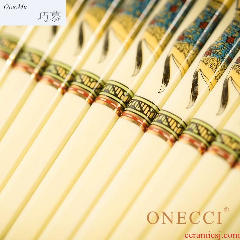 Qiao mu suit household European charger ivory yellow ipads porcelain ceramic chopsticks 10 pairs of family Qiao longed for a wedding gift
