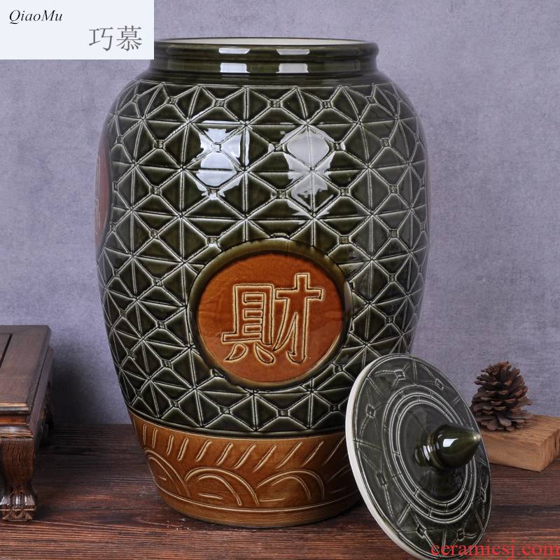 Qiao mu ceramic barrel moistureproof insect - resistant ricer box sealed with cover tank cylinder cylinder pickled kimchi flour barrels of oil reservoir