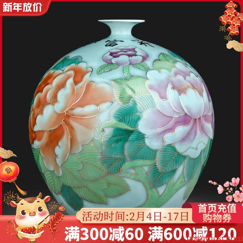 Jingdezhen ceramics famous hand - made paint vase office of new Chinese style household adornment handicraft furnishing articles