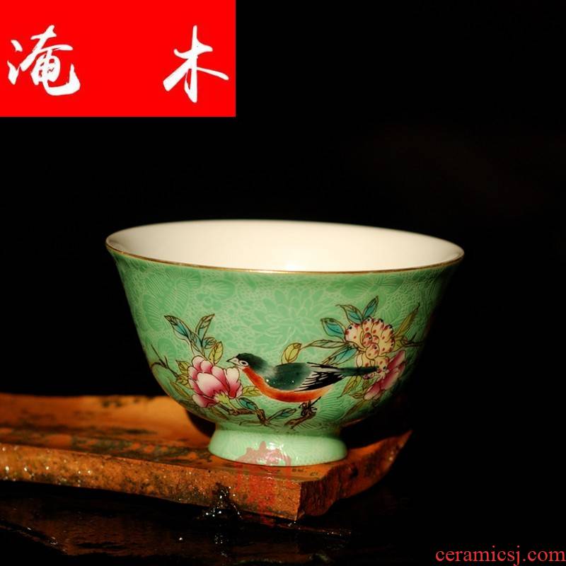Flooded wood grilled hand - made of hand - cut famille rose flower see colour painting of flowers and tea cups jingdezhen ceramic sample tea cup all checking porcelain