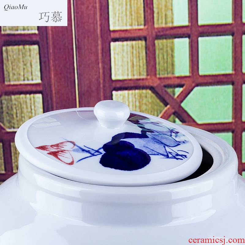Qiao mu jingdezhen hand - made ceramic barrel 50 kg household 100 jins piggy bank kimchi cylinder packaging jars