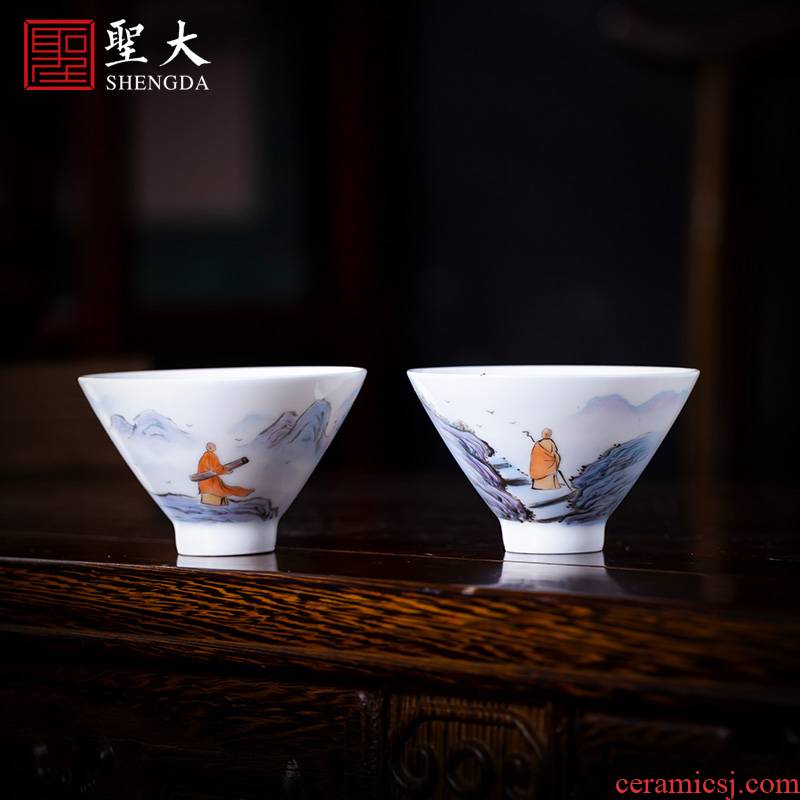 Santa teacups hand - made ceramic kung fu new color characters perfectly playable cup full of jingdezhen tea service master cup single cup by hand