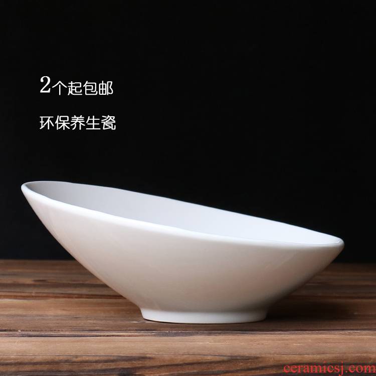 Special pure white ceramic bowl of soup bowl serie rainbow such use western - style food bowl of fruit salad bowl bowl of oblique expressions using bowl rainbow such use