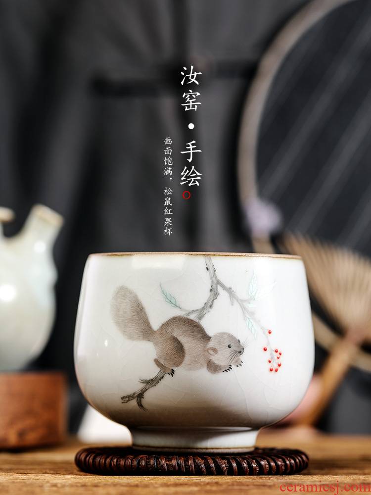 Your up kung fu tea cups jingdezhen hand - made master cup single glass ceramic sample tea cup pure manual squirrel tea