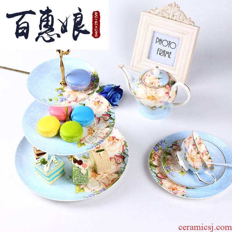 (niang ipads China compote of fruit snacks snacks, afternoon tea cake pan European household ceramics the layers of three layer plate