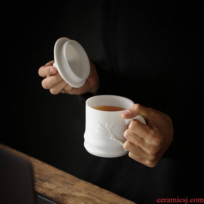 Dehua manual biscuit firing porcelain keller with cover glass ceramics meeting office tea cups