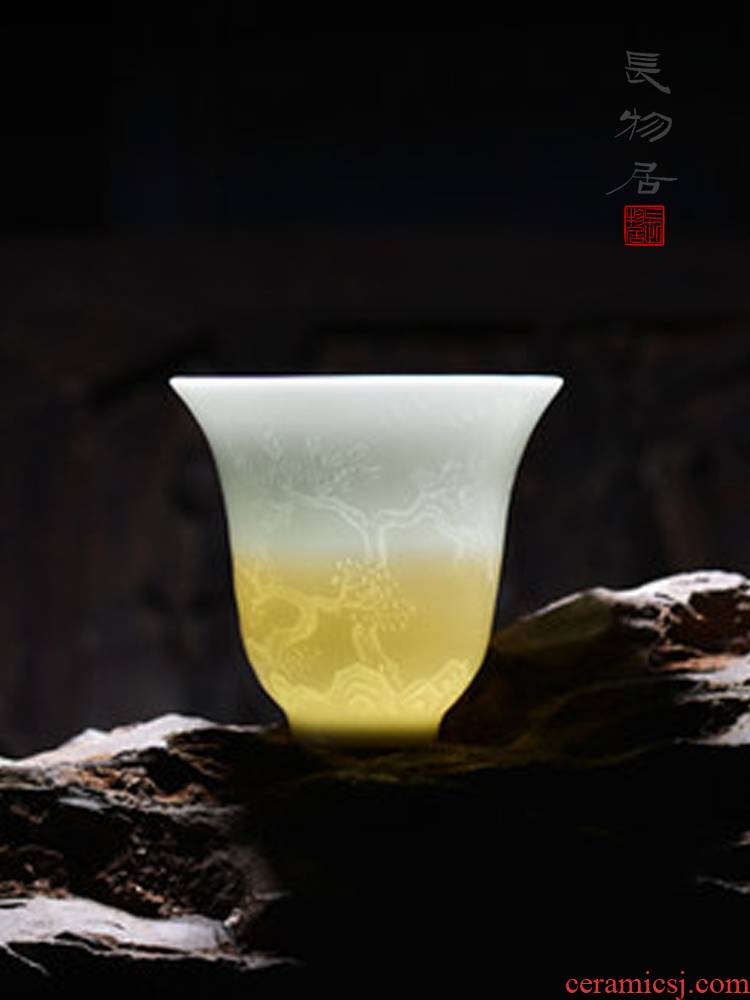 Offered home - cooked manual shadow blue glaze in kung fu tea master of jingdezhen ceramic cup cup sample tea cup single small tea cup