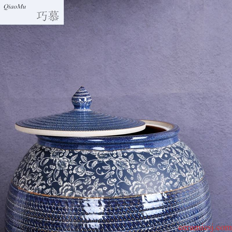 Qiao mu jingdezhen ceramic barrel ricer box bucket storage jar airtight jar of oil cylinder pickles pickled meat cylinder tank water altar