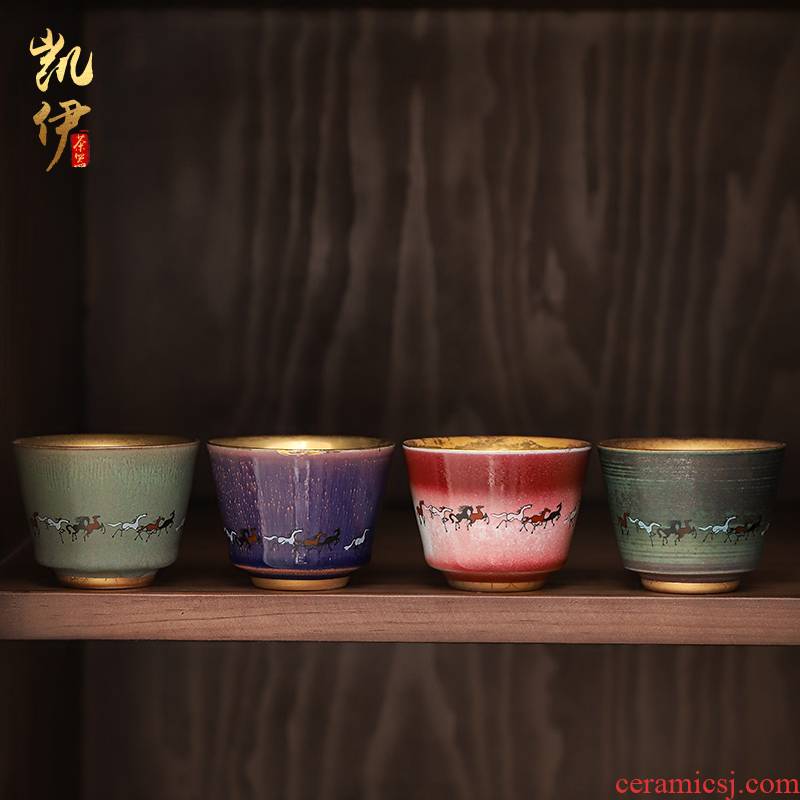A quick gold cup of jingdezhen ceramic masters cup jinzhan sample tea cup tea cup tea cup personal cup