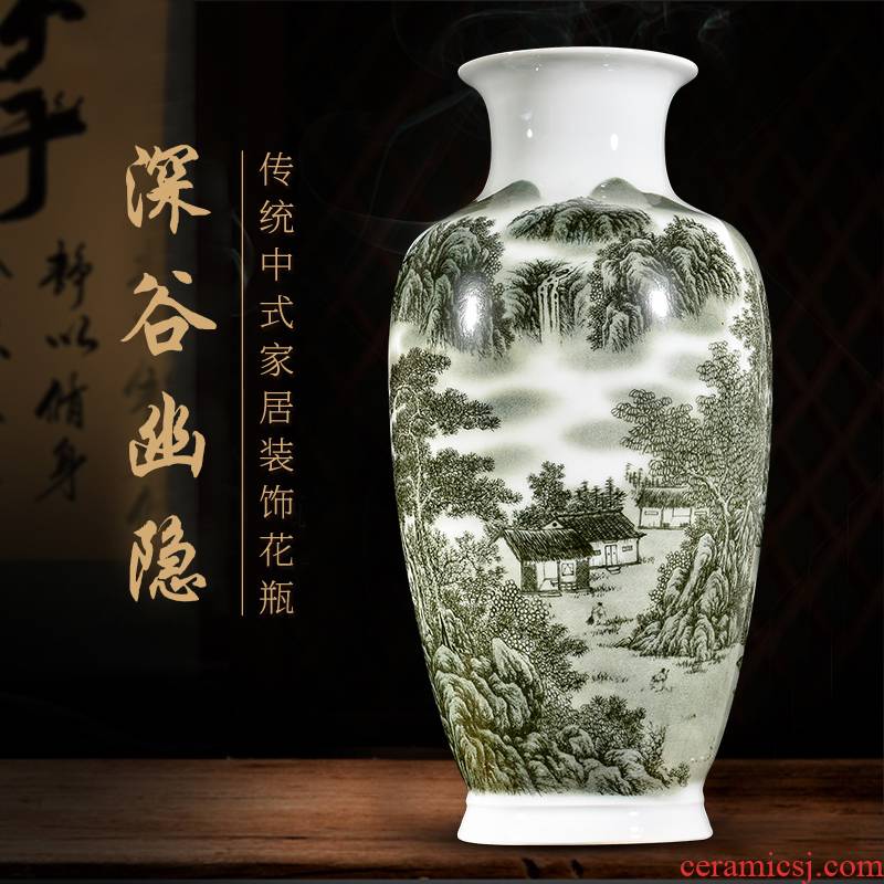 Jingdezhen ceramic vases, flower arranging large landscape new sitting room of Chinese style household furnishing articles rich ancient frame decorative arts and crafts