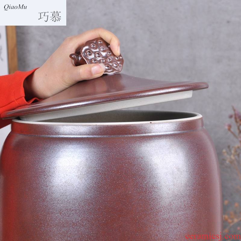 Qiao mu jingdezhen ceramic barrel ricer box sealing caddy fixings 30 kilo meters can store content box moistureproof insect - resistant meter altar