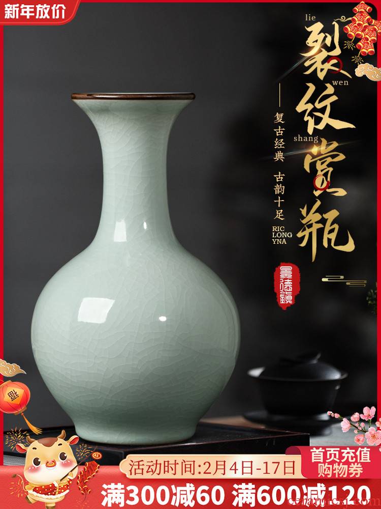 Archaize of jingdezhen ceramics up crack flower vase furnishing articles sitting room of Chinese style restoring ancient ways is rich ancient frame ornaments