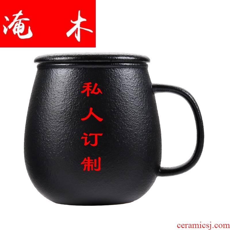 Flooded inscribed wooden slip about 999 sterling silver cup silver cup cup ceramic filter with GaiLiu office cup silver cup
