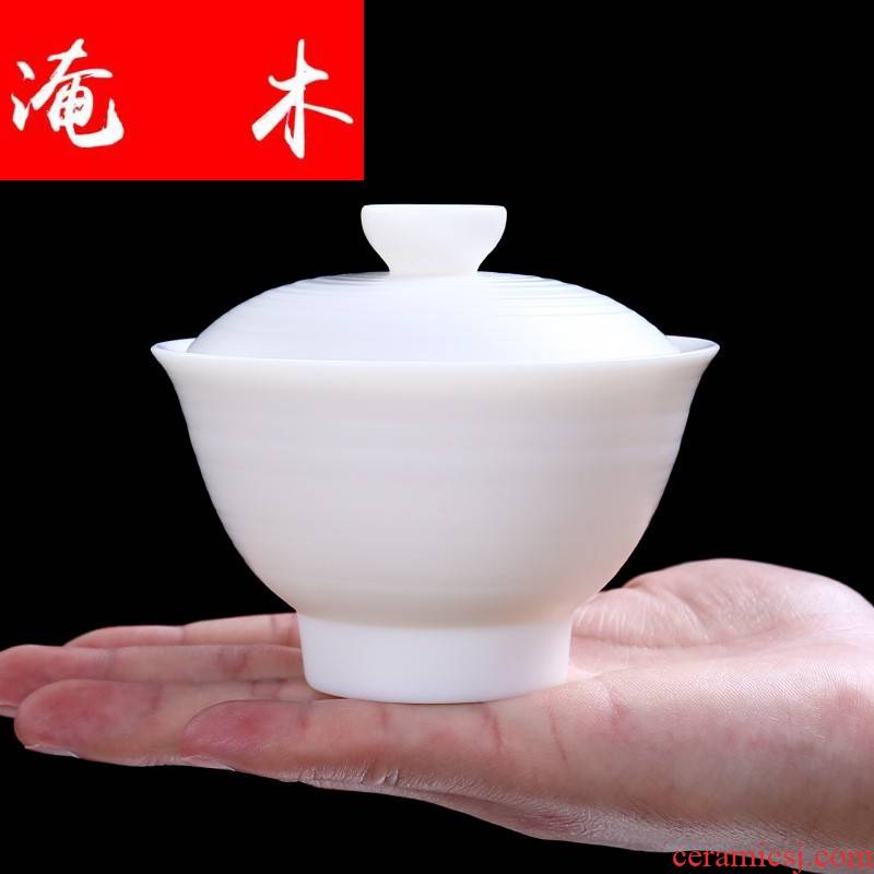 Submerged wood pure manual dehua white porcelain hand grasp three only tureen ceramic teapot size kung fu tea tea