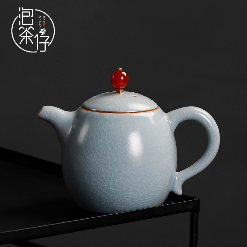 Your up day blue open piece of kung fu small ceramic teapot tea single put big tea pot of household of Chinese style restoring ancient ways is a single hand
