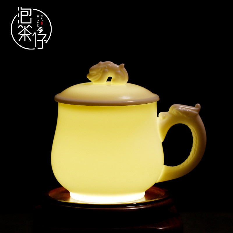Dehua guo - jin zhang master pure manual Chinese high white porcelain ceramic cup big keller cups with cover office