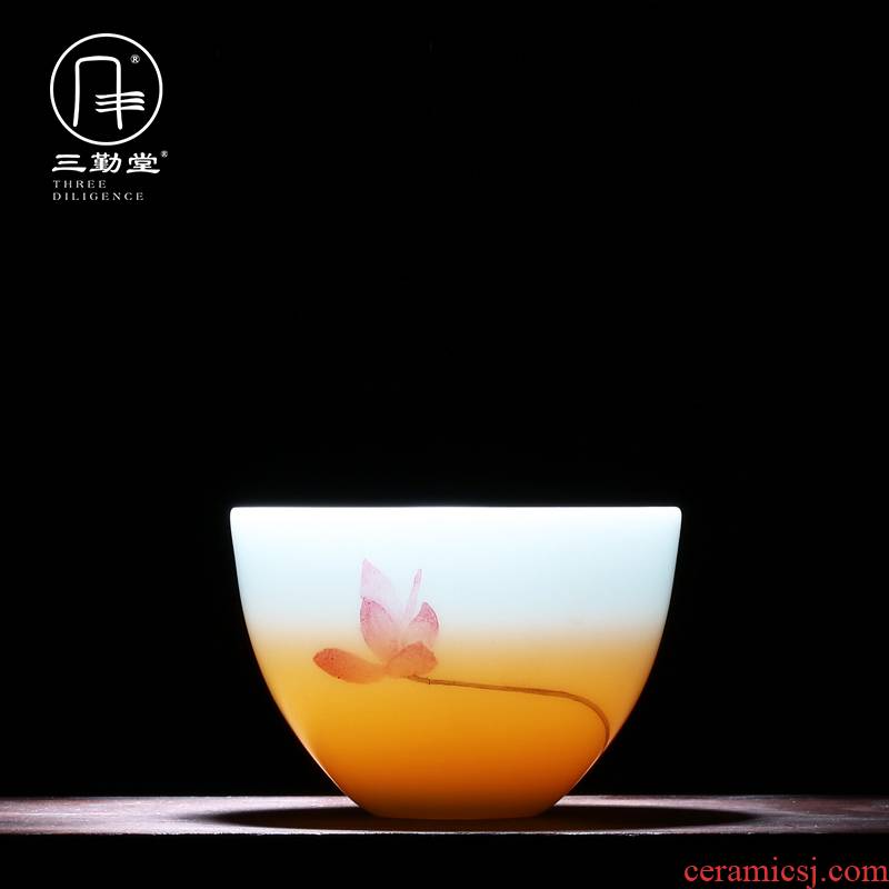 The Master cup single cup three frequently hall jingdezhen kung fu tea set sample tea cup hand - made ceramic famille rose noggin S42215