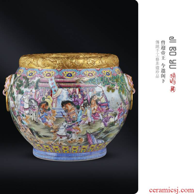 Imitation the qing qianlong hand - made enamel paint characters of jingdezhen ceramic sitting room scroll painting and calligraphy study cylinder decorative furnishing articles