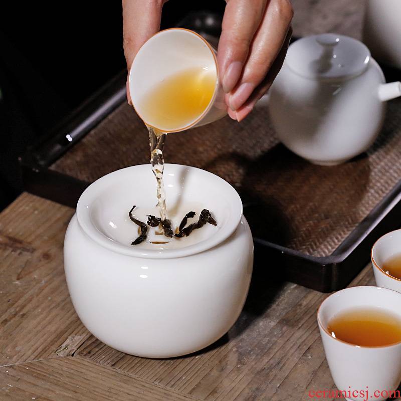 ? Dehua white porcelain tea wash water jar ceramic household contracted pour in hot tea barrel writing brush washer cups basin tea cup
