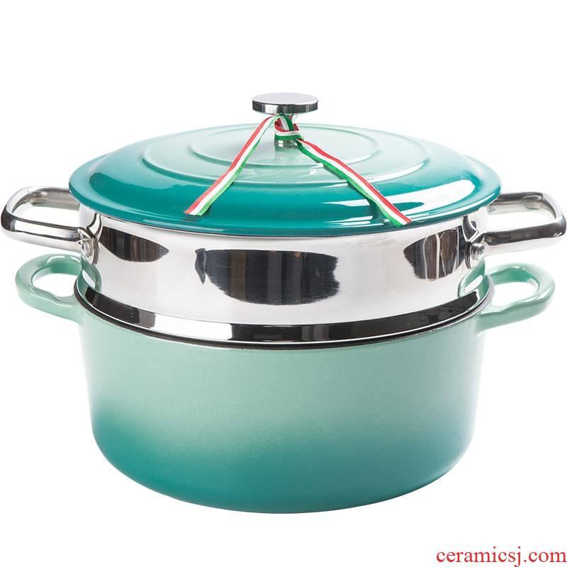Steamer enamel pot thickening of 304 stainless steel small Steamer for the drawer household soup pot, non - stick enamel stew