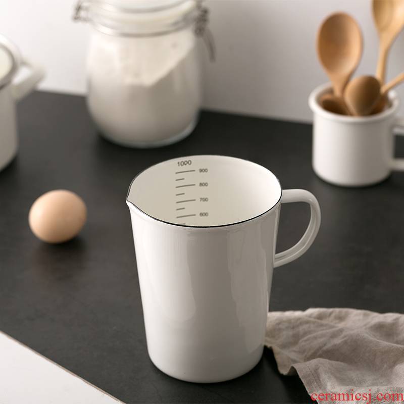 Thickening enamel cup baking home with small scale glass beaker measuring cylinder kitchen enamel cup tea cup