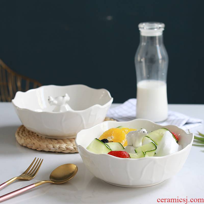 Northern wind polar bear ceramic fruit sweet dessert salad bowl creative three - dimensional animal snacks soup bowl