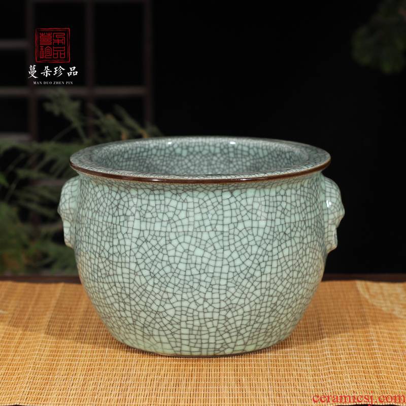 Jingdezhen crack glaze porcelain small cylinder diameter 20 cm porcelain cylinder writing brush washer from ancient porcelain