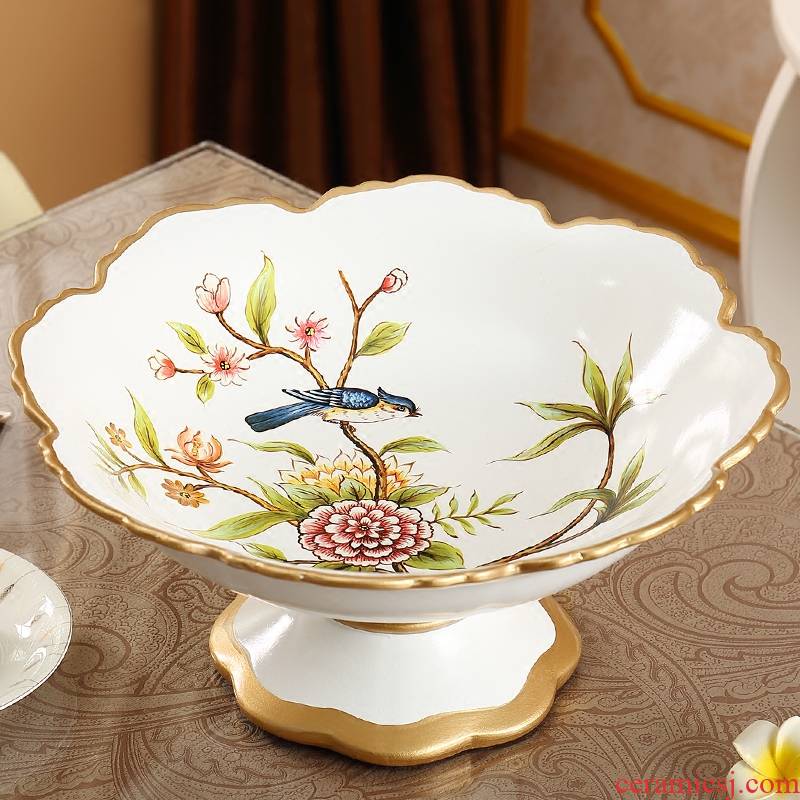 Fruit bowl home sitting room tea table large ceramic artical compote suit creative and practical decoration decoration