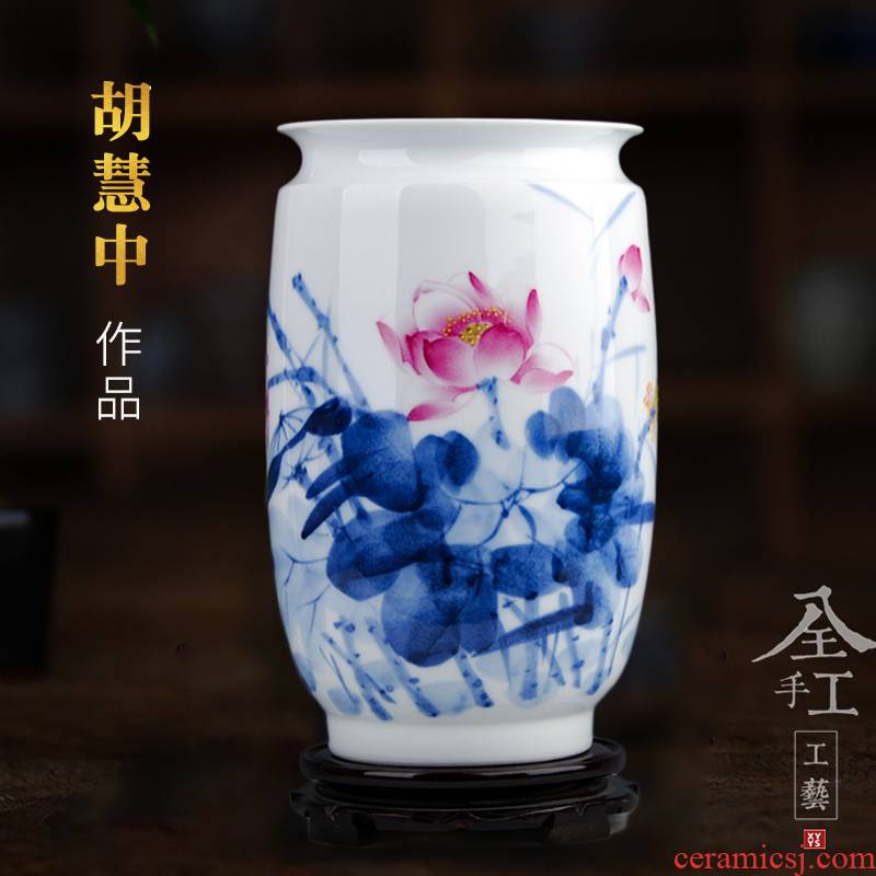 Jingdezhen ceramics hand - made porcelain dou colored vases, new Chinese style household, sitting room adornment handicraft furnishing articles arranging flowers