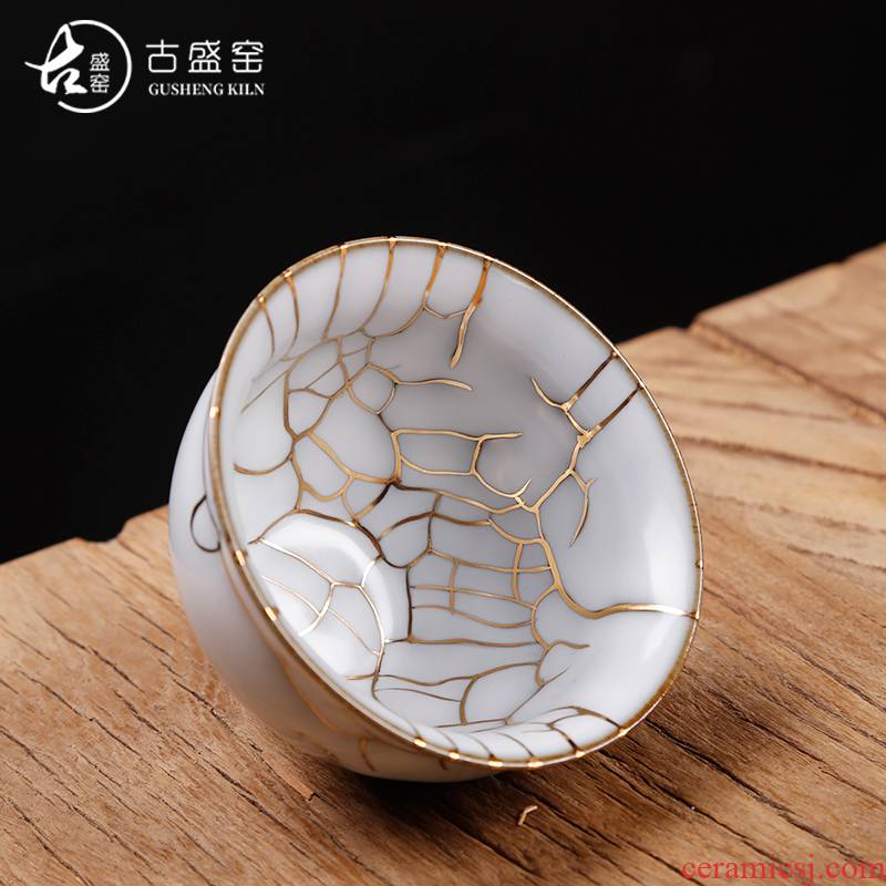 Chi wild ancient sheng up ceramic cups master kung fu tea cups and gold cup wild burn individual cup of custom gift cup