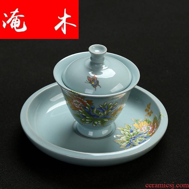 Submerged wood celadon kung fu tea set suit steak scented tea prepared tureen splendid flower cups celadon interface. A cup of tea