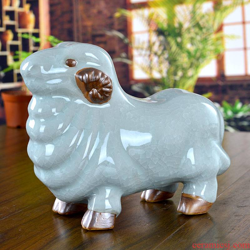 Jun porcelain of jingdezhen ceramics lucky sheep and open the slice archaize sitting room place, home decoration decoration crafts gifts