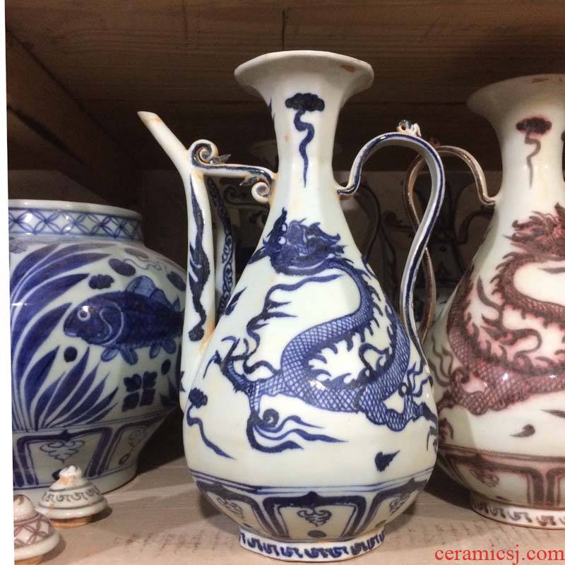 Jingdezhen hand - made imitation of Ming blue - and - white porcelain ewer hand - made youligong antique porcelain pot pot