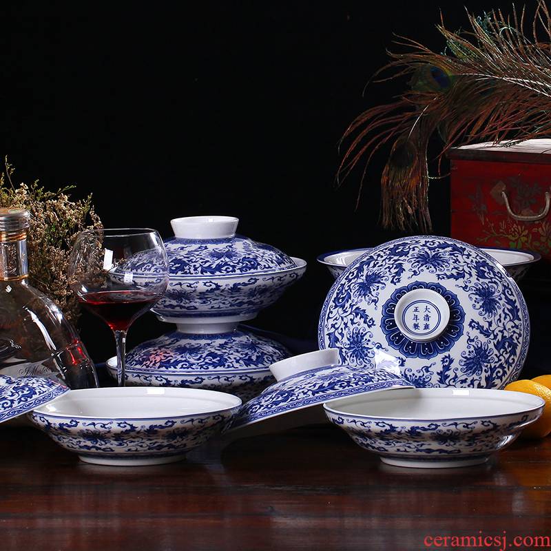 Jingdezhen porcelain glaze suit with cover under color ceramic tableware and rainbow such as bowl dish soup bowl soup with cover in a box