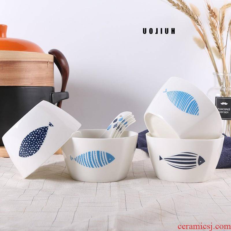 The household kitchen Korean ceramic bowl bowl square salad bowl gift dishes custom hotel tableware manufacturers